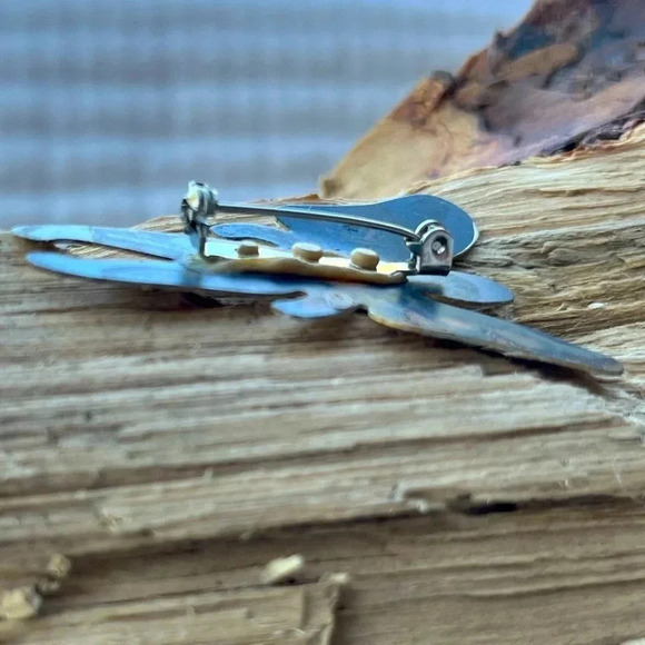 Vintage Artisan Metal Angel Brooch Pin Christmas Hand Painted on Metal - Picture 3 of 4